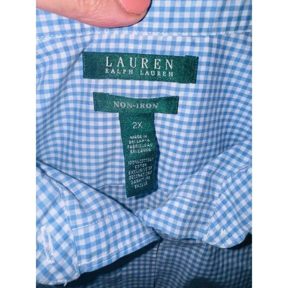 Lauren Ralph Lauren Blue Boxy Button Down Shirt - Picture 5 of 12